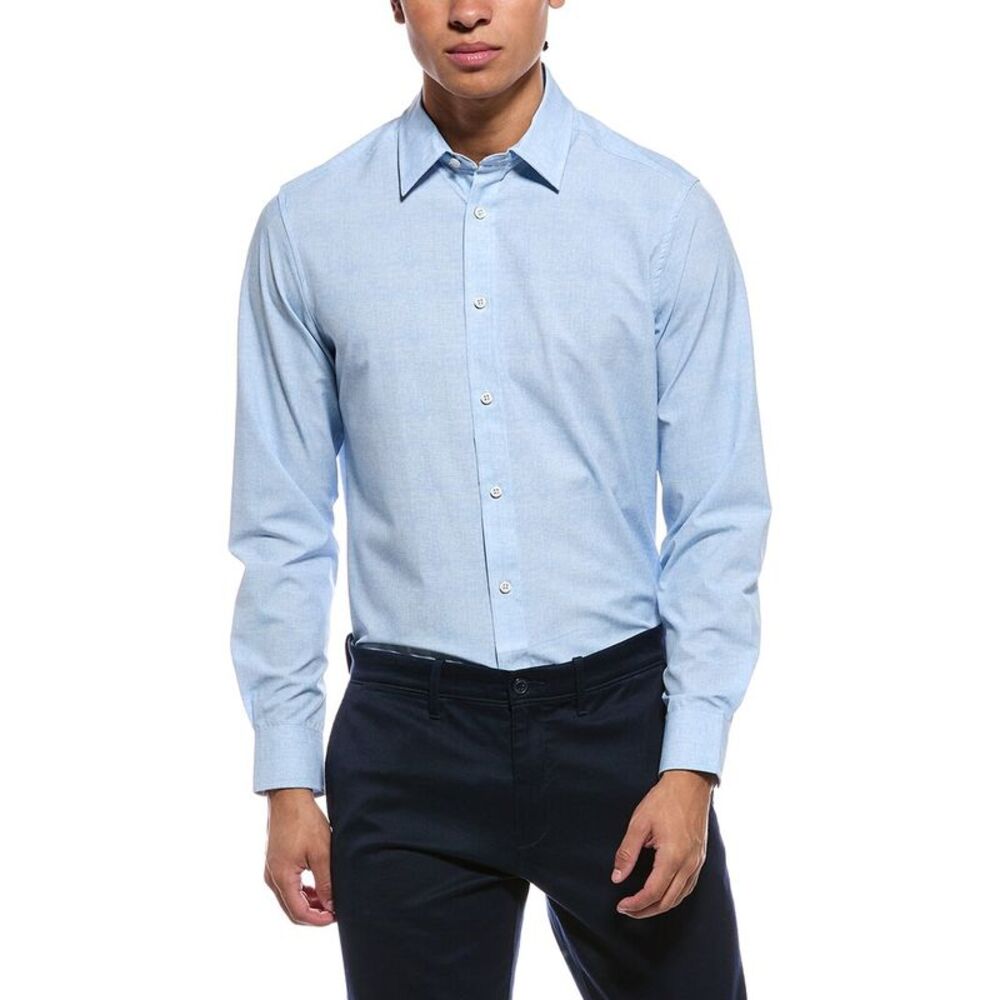 Report Collection Mens 4-Way Printed Woven Sport Shirt, Blue